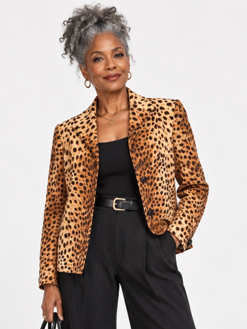 Jones New York Leopard Print Cotton Blazer Size 10